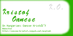 kristof oancse business card